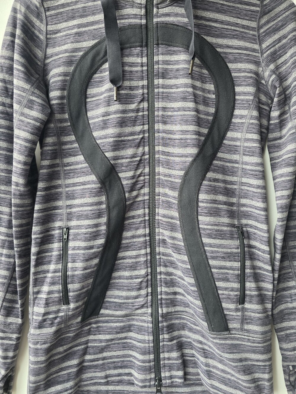 Lululemon Stride Jacket Black Stripes Galore Black Purple Size 6 - Picture 3 of 8
